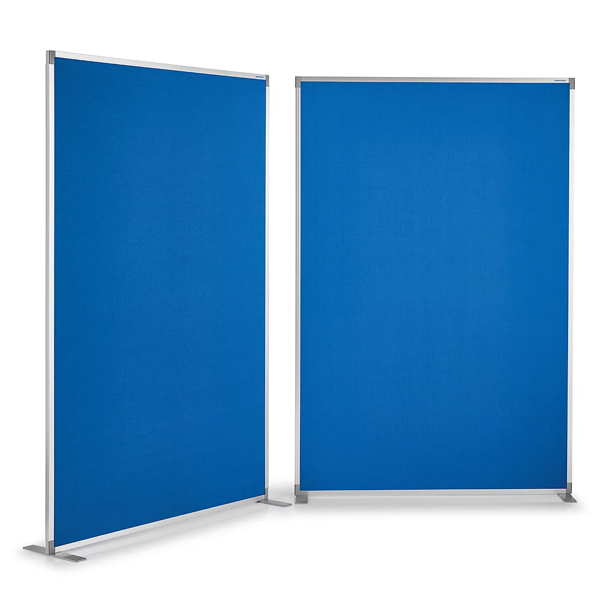 Raumteiler magnetoplan, Textil doppelseitig/Metall, T-Tuss, B 1250 x T 350 x H 1800 mm, taubenblau