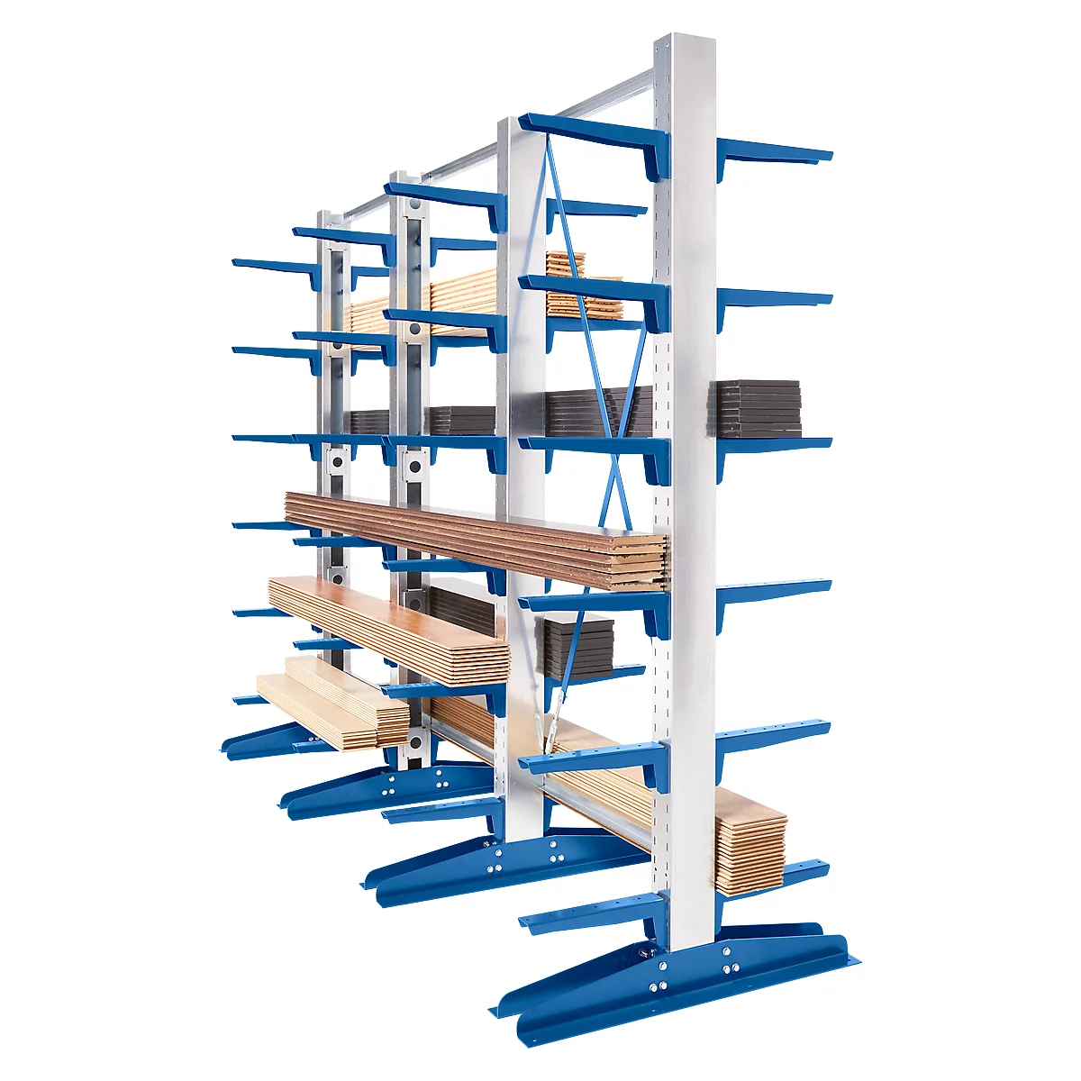 Rayonnage à cantilever KRM, utilisable des deux côtés, 3 hauteurs et longueurs de rayonnage, longueurs de cantilever 400 ou 500 mm