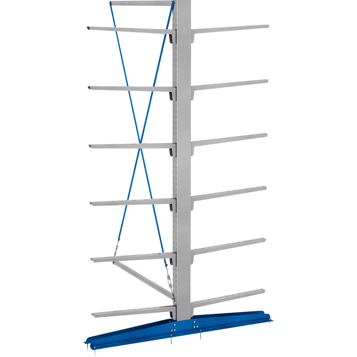 Rayonnage à cantilever KRM, utilisable des deux côtés, hauteur 2500 mm, profondeur utile 800 mm