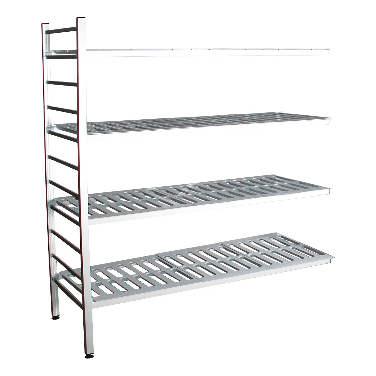 Rayonnage à emboîter aluminium, module d'extension, avec 4 étagères grillagées en plastique, H 1800 x l. 1200 x P 400 mm