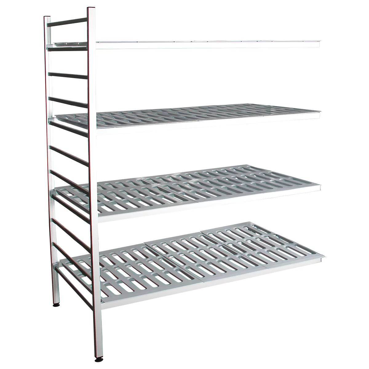 Rayonnage à emboîter aluminium, module d'extension, avec 4 étagères grillagées en plastique, H 1800 x l. 1200 x P 600 mm