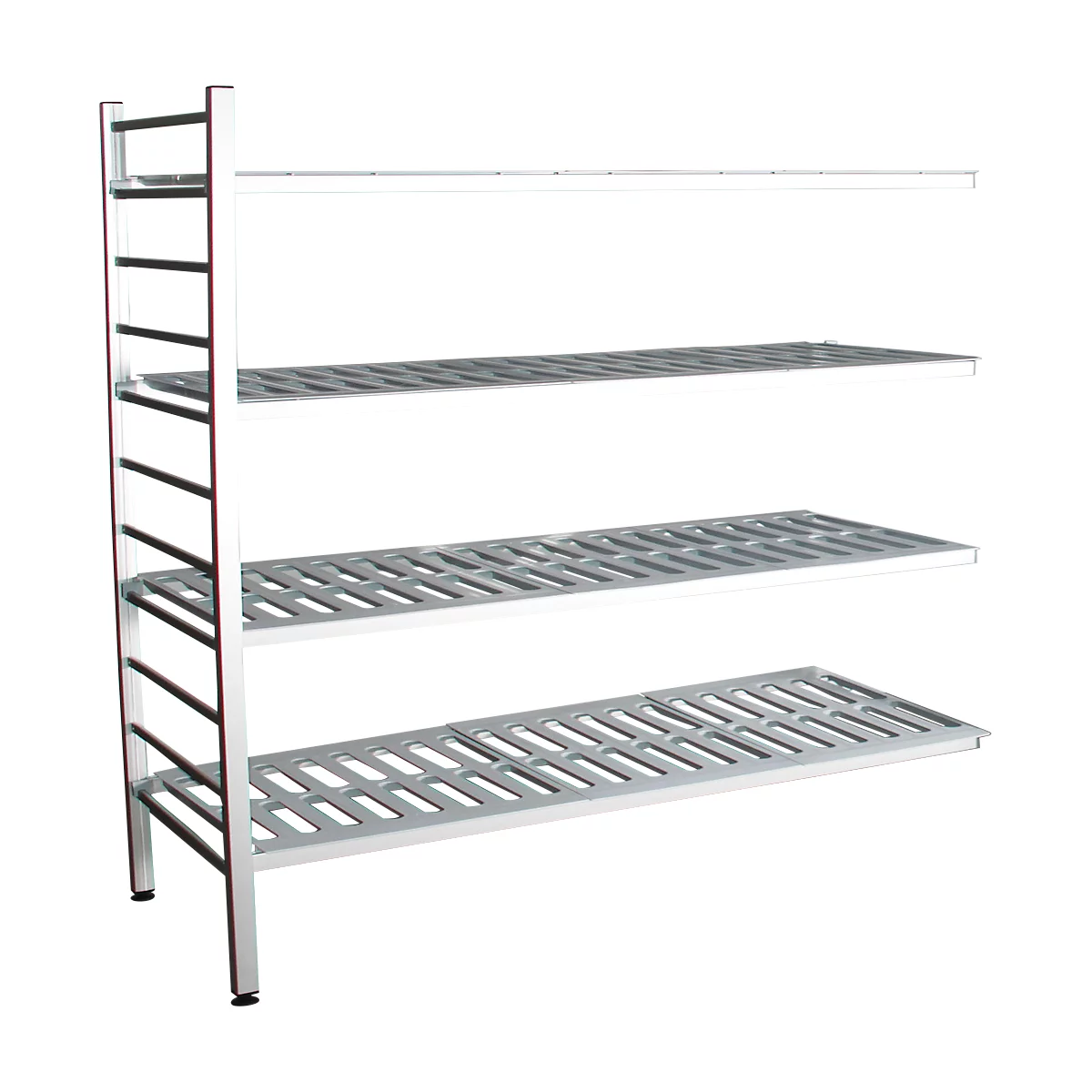 Rayonnage à emboîter aluminium, module d'extension, avec 4 étagères grillagées en plastique, H 1800 x l. 1500 x P 400 mm