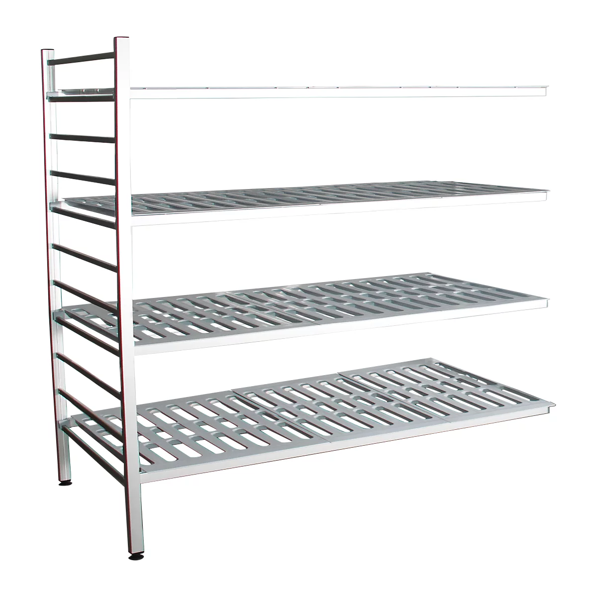 Rayonnage à emboîter aluminium, module d'extension, avec 4 étagères grillagées en plastique, H 1800 x l. 1500 x P 500 mm