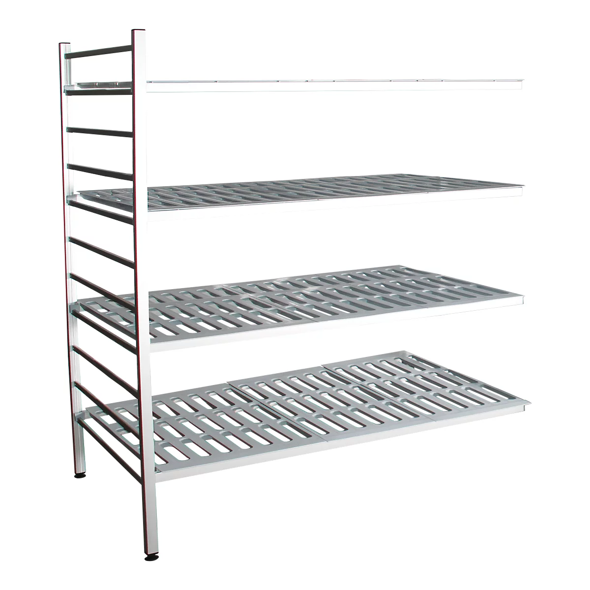 Rayonnage à emboîter aluminium, module d'extension, avec 4 étagères grillagées en plastique, H 1800 x l. 1500 x P 600 mm