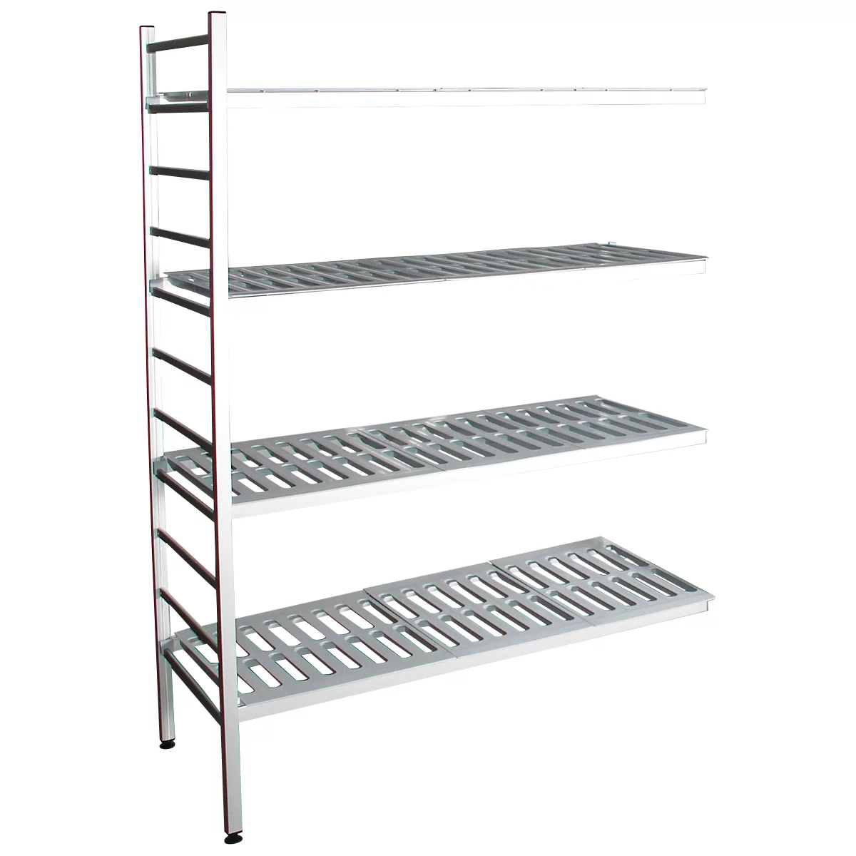 Rayonnage à emboîter aluminium, module d'extension, avec 4 étagères grillagées en plastique, H 1950 x l. 1200 x P 400 mm