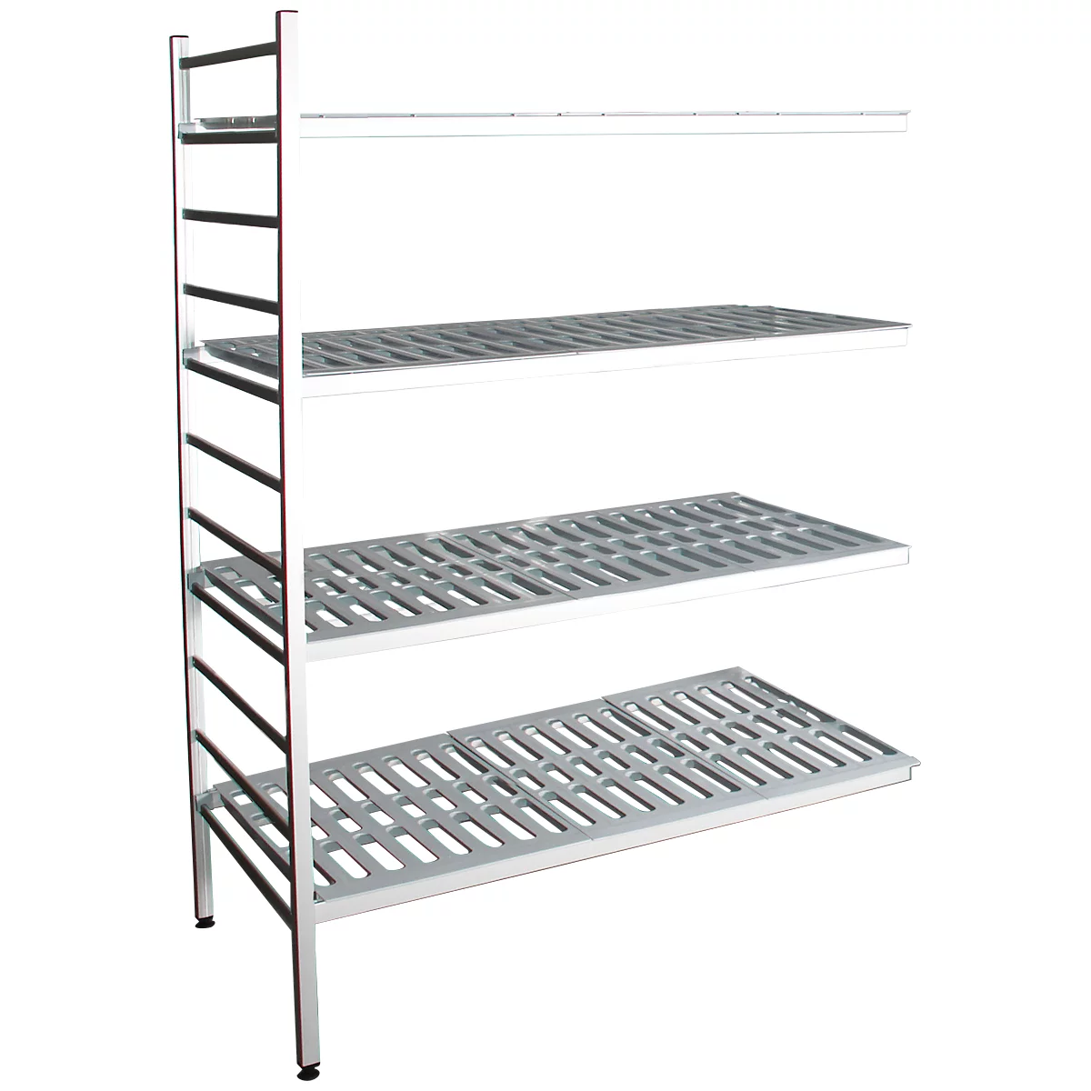 Rayonnage à emboîter aluminium, module d'extension, avec 4 étagères grillagées en plastique, H 1950 x l. 1200 x P 500 mm