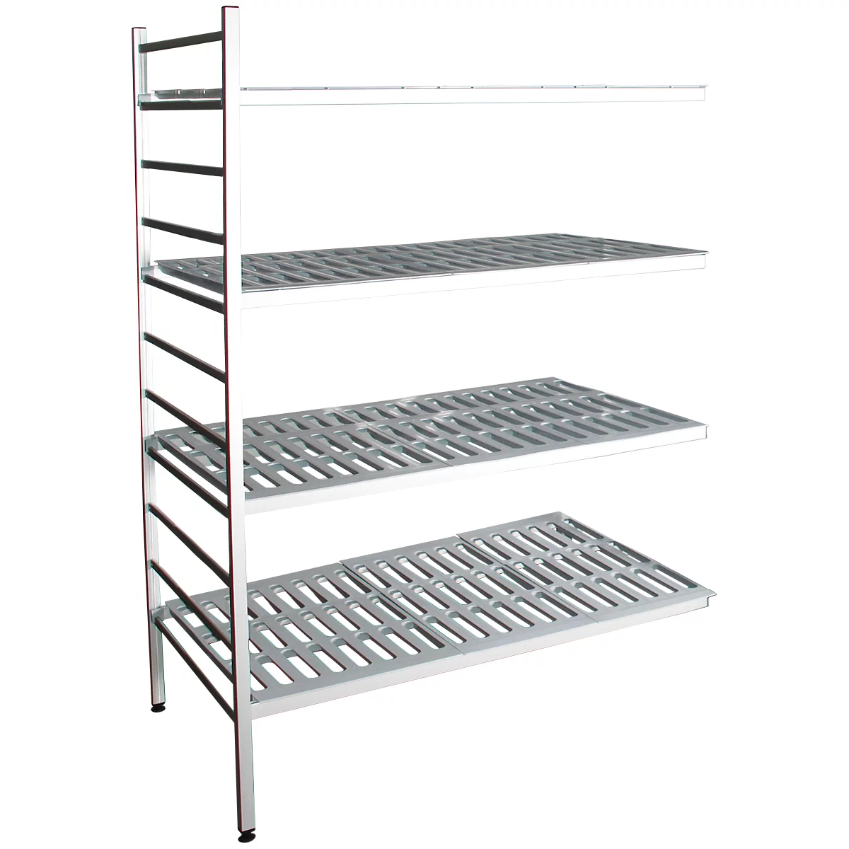 Rayonnage à emboîter aluminium, module d'extension, avec 4 étagères grillagées en plastique, H 1950 x l. 1200 x P 600 mm