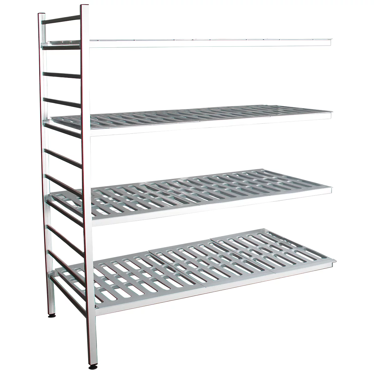 Rayonnage à emboîter aluminium, module d'extension, avec 4 étagères grillagées en plastique, H 1950 x l. 1500 x P 500 mm
