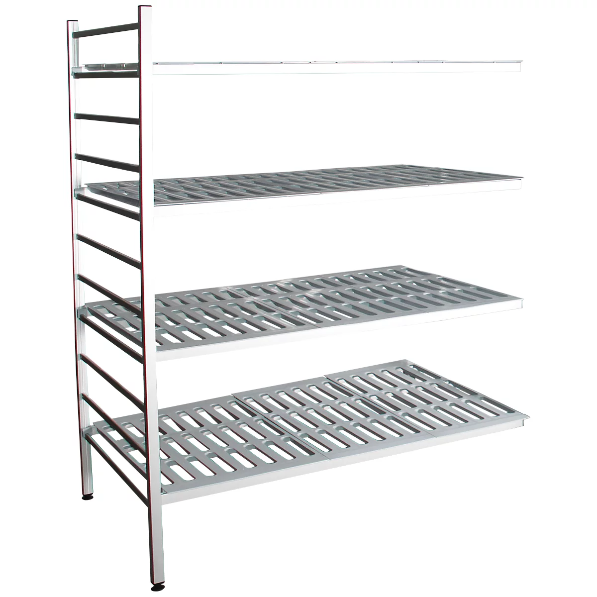 Rayonnage à emboîter aluminium, module d'extension, avec 4 étagères grillagées en plastique, H 1950 x l. 1500 x P 600 mm