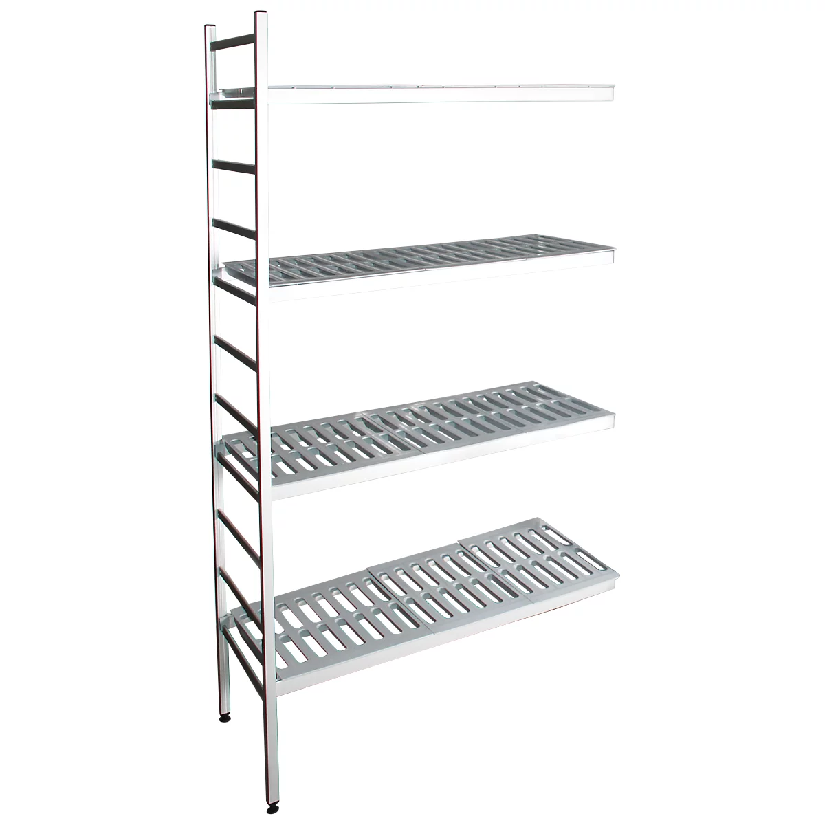 Rayonnage à emboîter aluminium, module d'extension, avec 4 étagères grillagées en plastique, H 1950 x l. 800 x P 400 mm