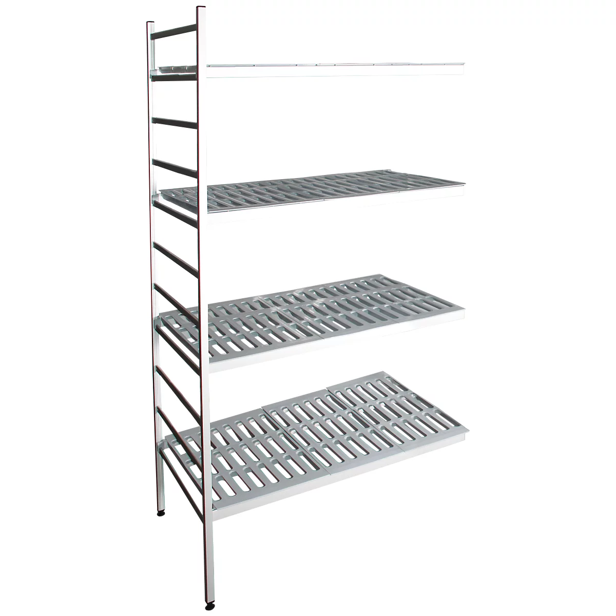 Rayonnage à emboîter aluminium, module d'extension, avec 4 étagères grillagées en plastique, H 1950 x l. 800 x P 600 mm