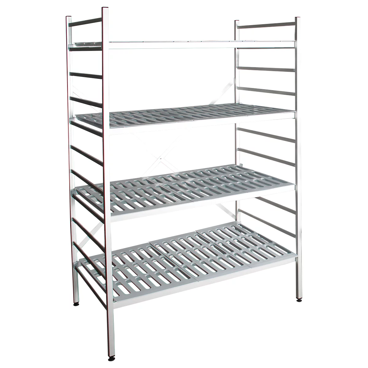 Rayonnage à emboîter aluminium, module de base, avec 4 étagères grillagées en plastique, H 1950 x l. 1000 x P 600 mm