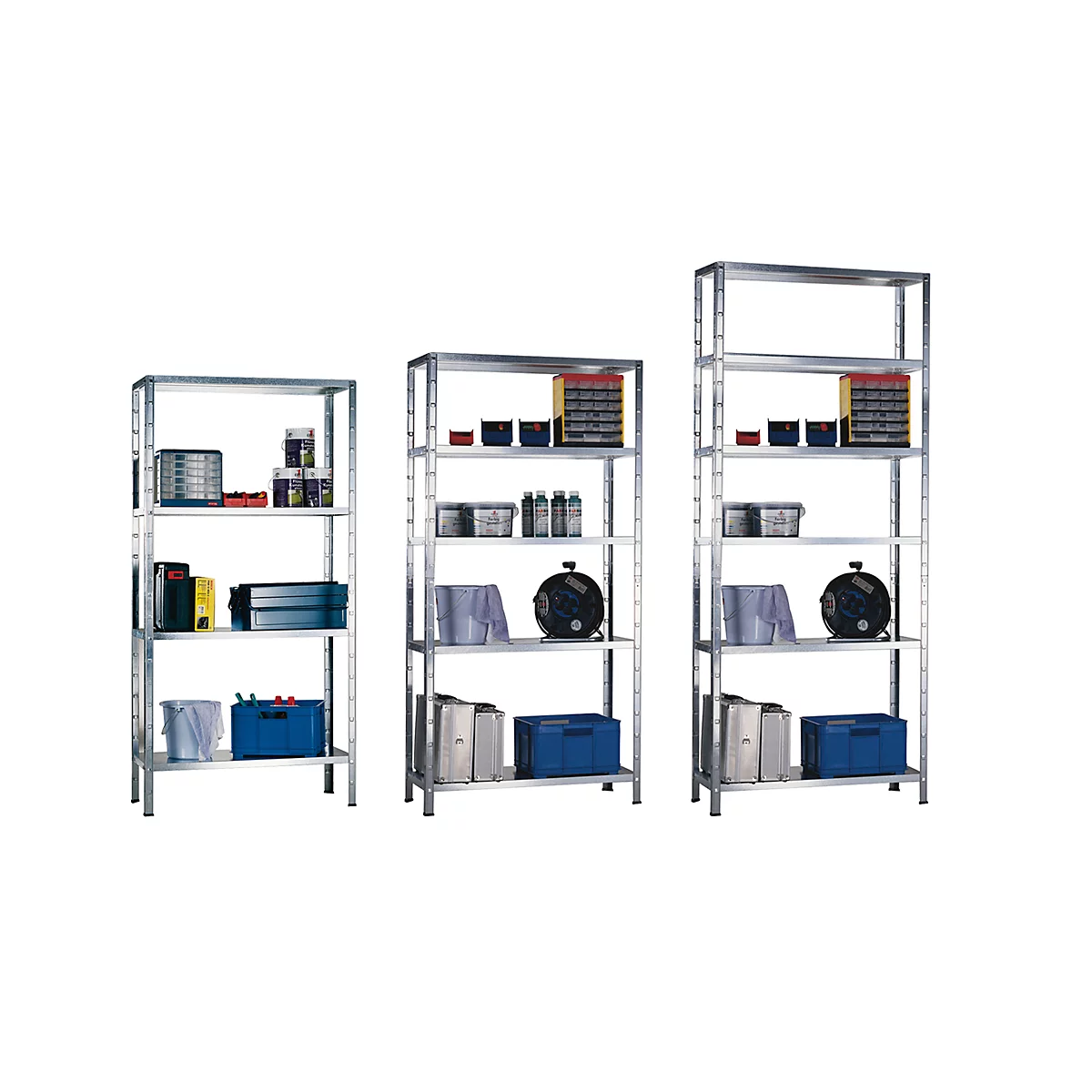 Rayonnage à emboîter, l. 1000 x P 350 x H 1800 mm galvanisé