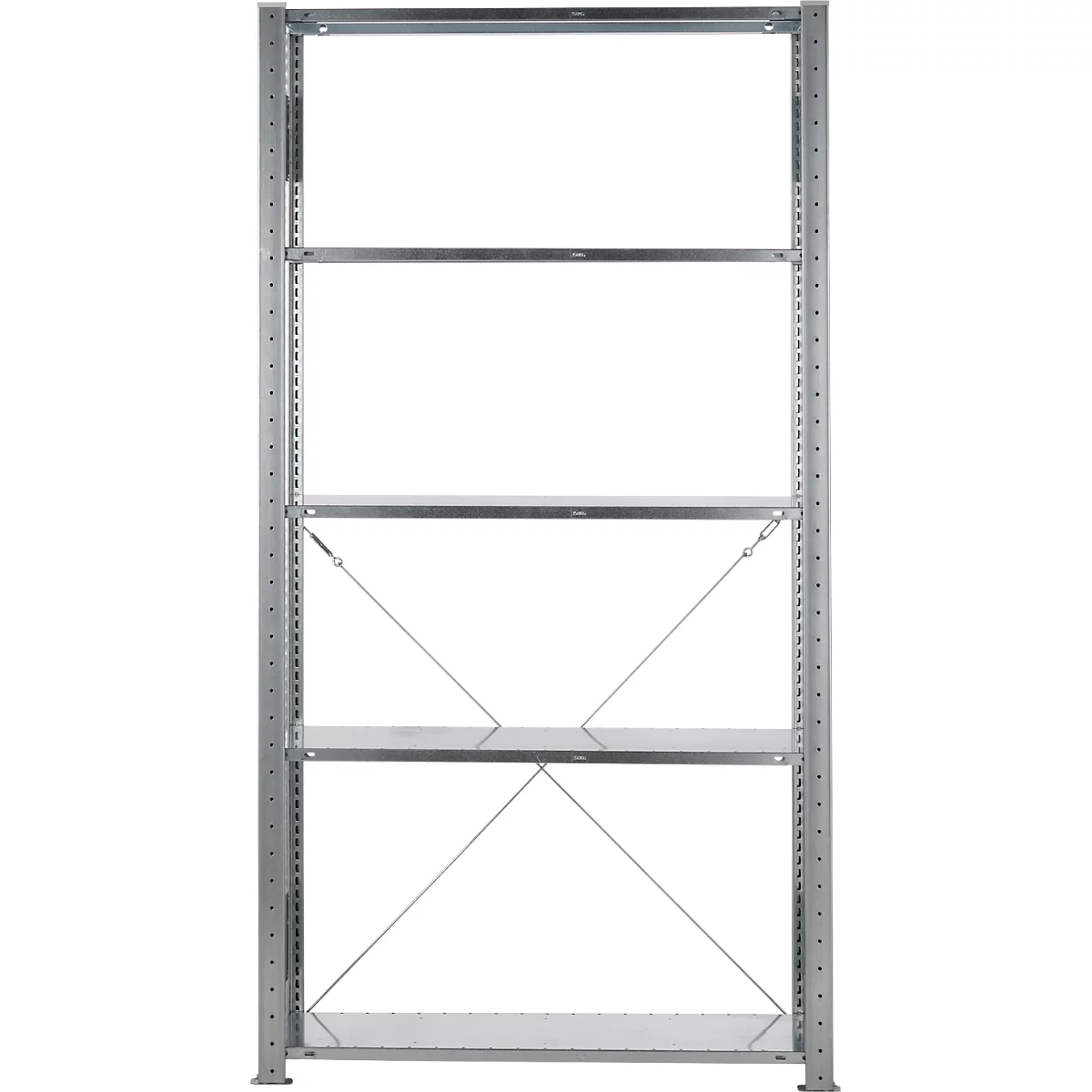 Rayonnage à emboîter MULTIplus150 Express - module de base - l. 1000 x P 300 x H 2000 mm - 5 étagères - capacité de charge par étagère 150 kg - acier - galvanisé