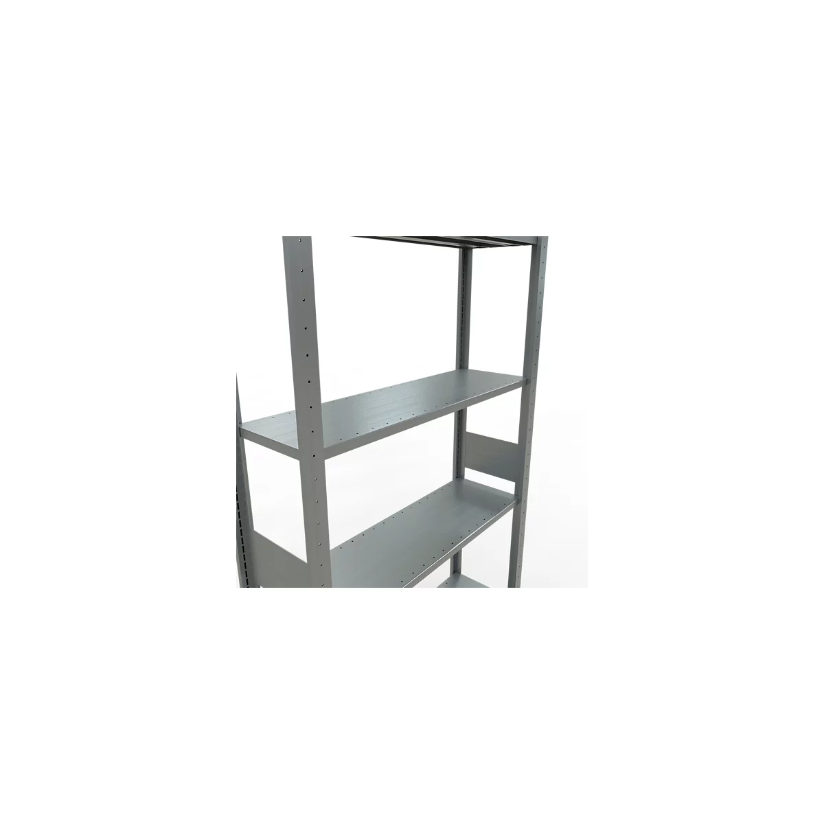 Rayonnage à emboîter MULTIplus150 - utilisable des 2 côtés - module de base - l. 1000 x P 300 x H 3000 mm - 7 étagères - capacité de charge par étagère 150 kg - renforcé par des traverses de longueur - acier - galvanisé