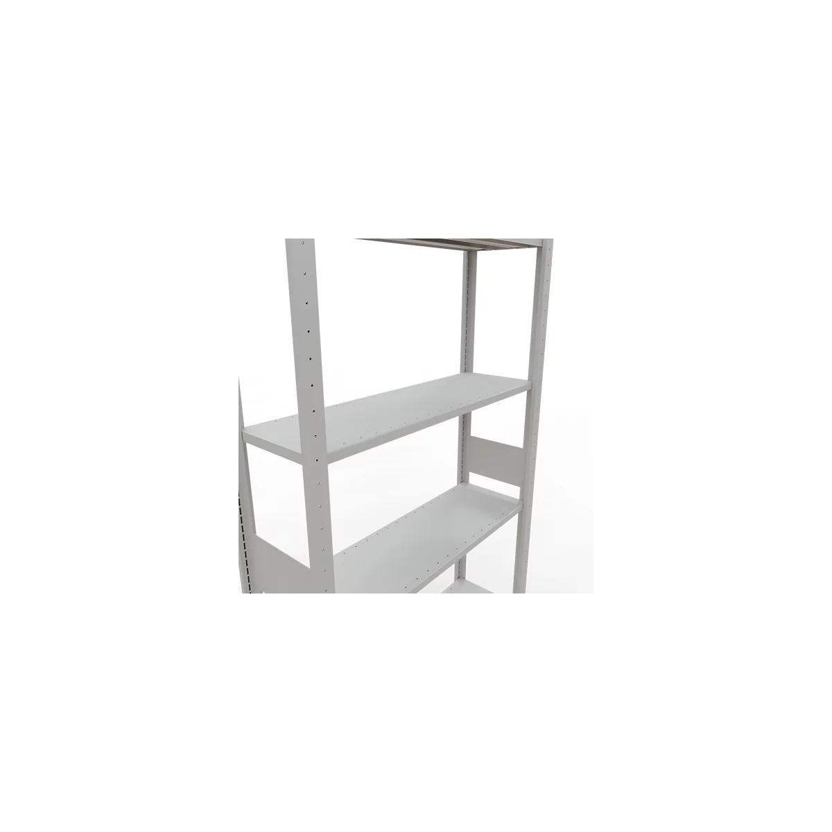 Rayonnage à emboîter MULTIplus150 - utilisable des 2 côtés - module de base - l. 1000 x P 300 x H 3000 mm - 7 étagères - capacité de charge par étagère 150 kg - renforcé par des traverses de longueur - acier - gris clair RAL 7035