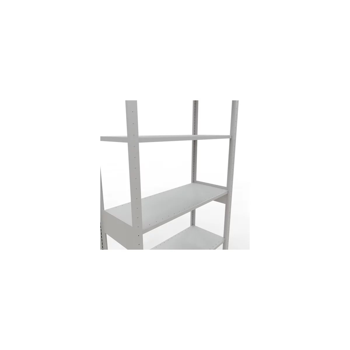 Rayonnage à emboîter MULTIplus150 - utilisable des 2 côtés - module de base - l. 1000 x P 400 x H 2000 mm - 6 étagères - capacité de charge par étagère 150 kg - renforcé par des traverses de longueur - acier - gris clair RAL 7035