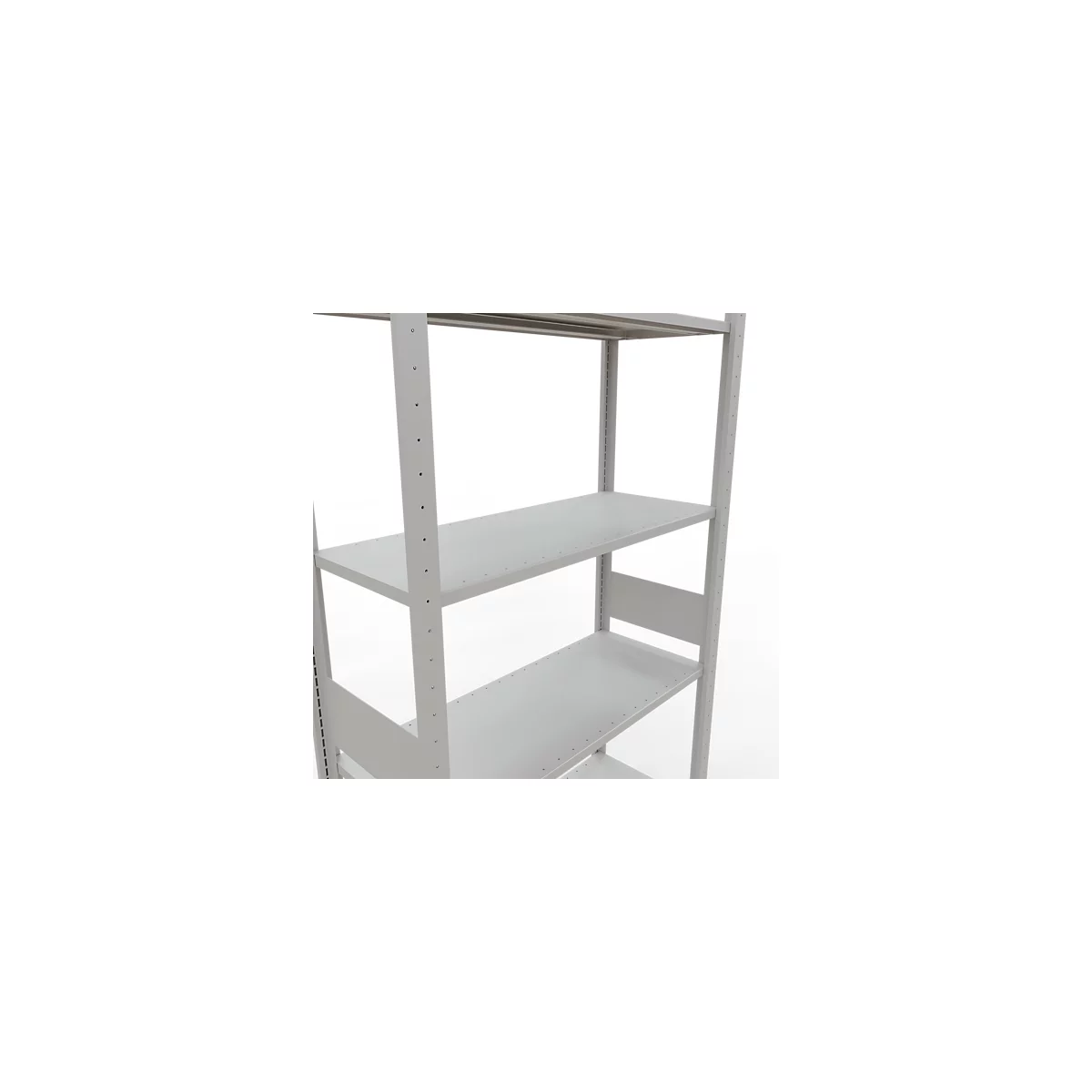 Rayonnage à emboîter MULTIplus150 - utilisable des 2 côtés - module de base - l. 1000 x P 400 x H 3000 mm - 7 étagères - capacité de charge par étagère 150 kg - renforcé par des traverses de longueur - acier - gris clair RAL 7035