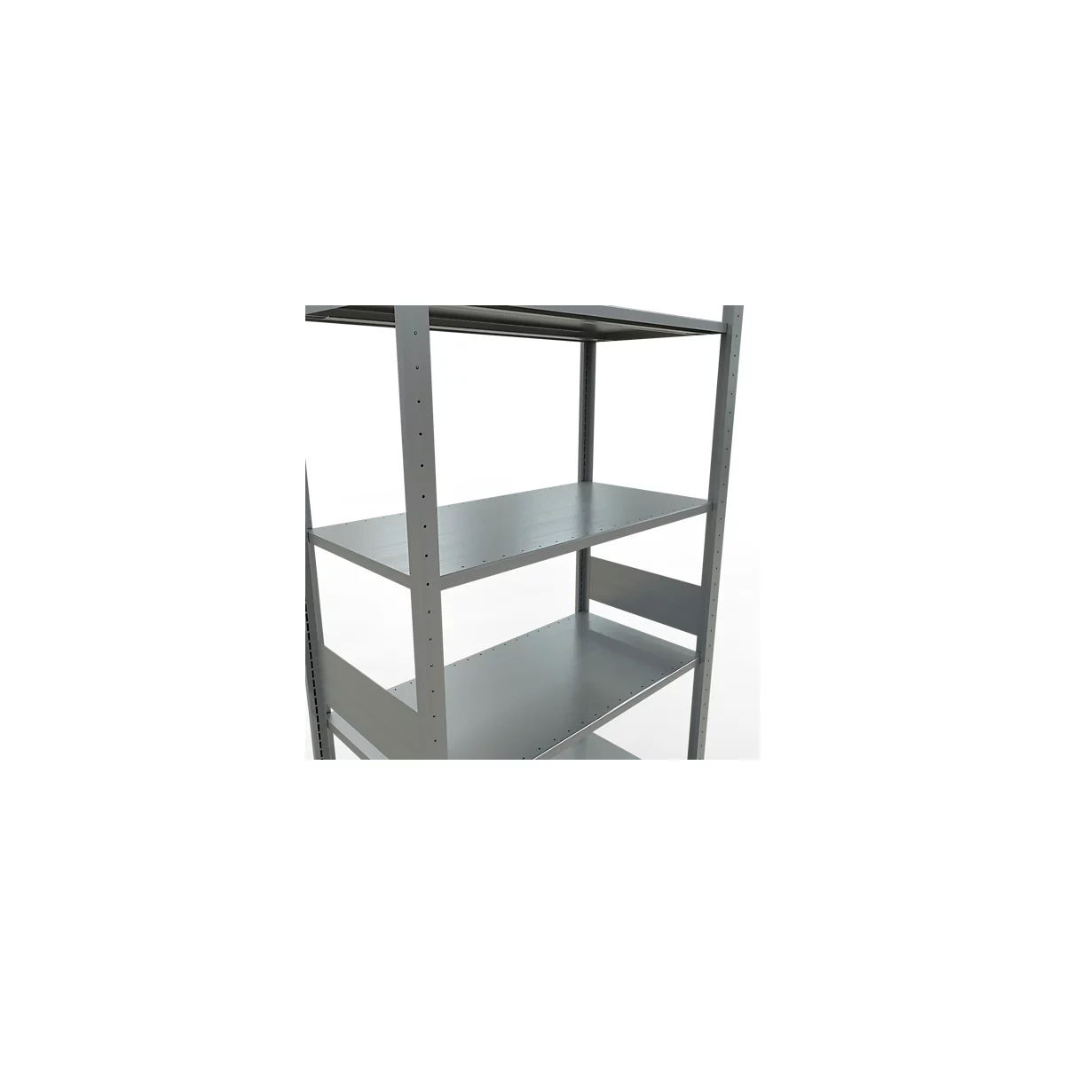 Rayonnage à emboîter MULTIplus150 - utilisable des 2 côtés - module de base - l. 1000 x P 500 x H 3000 mm - 7 étagères - capacité de charge par étagère 150 kg - renforcé par des traverses de longueur - acier - galvanisé