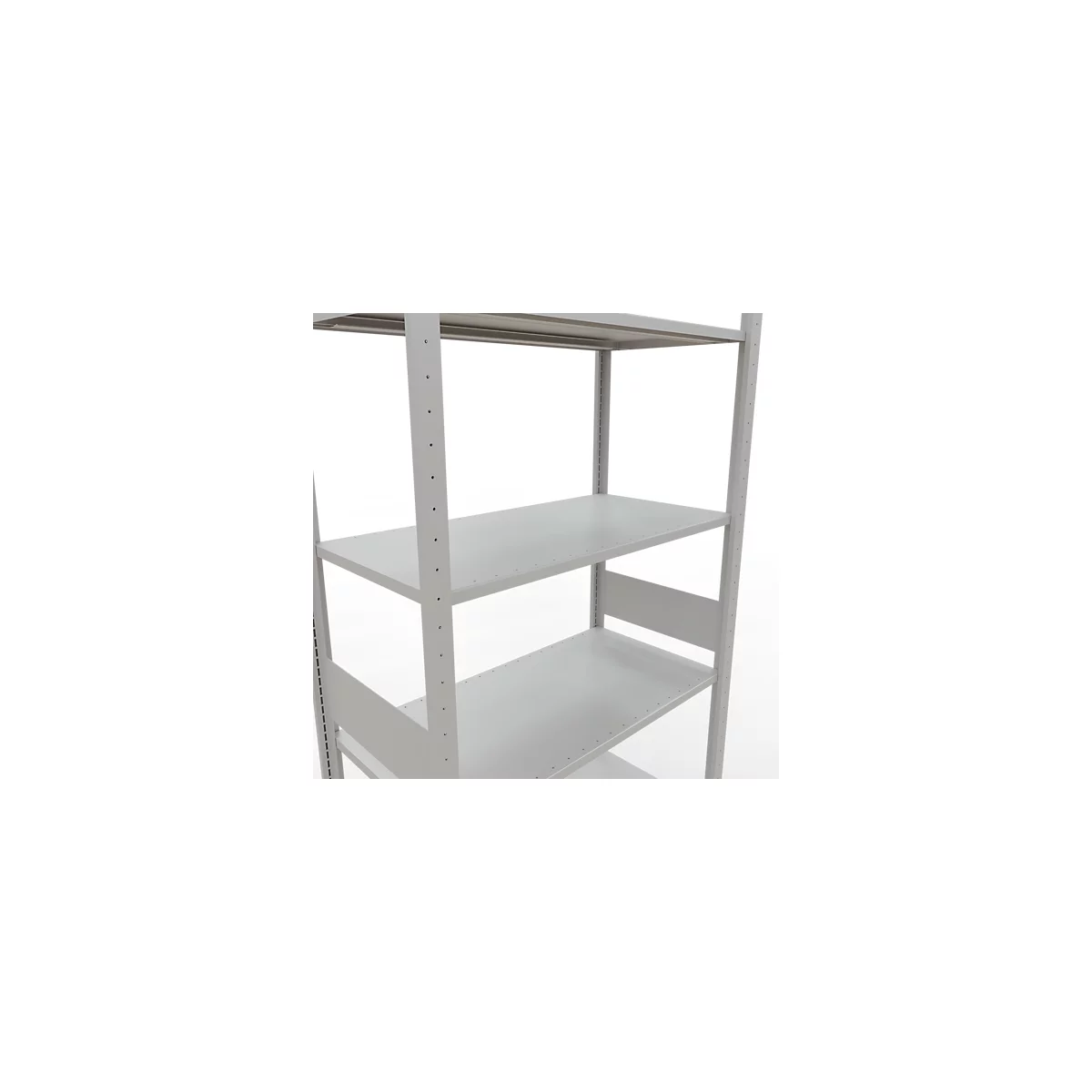 Rayonnage à emboîter MULTIplus150 - utilisable des 2 côtés - module de base - l. 1000 x P 500 x H 3000 mm - 7 étagères - capacité de charge par étagère 150 kg - renforcé par des traverses de longueur - acier - gris clair RAL 7035