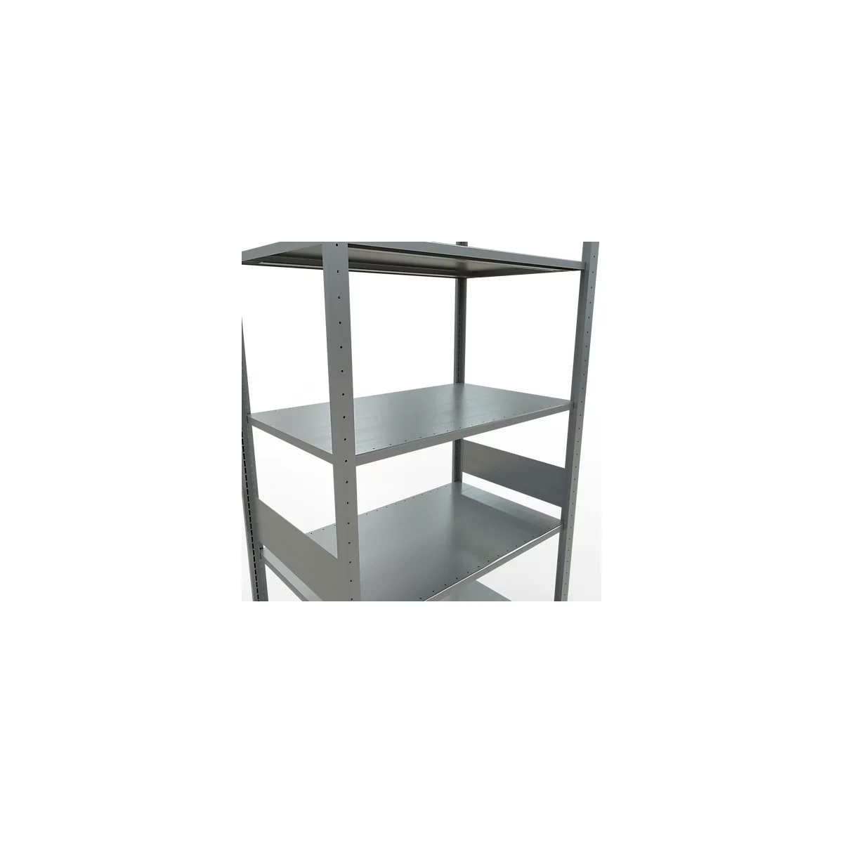 Rayonnage à emboîter MULTIplus150 - utilisable des 2 côtés - module de base - l. 1000 x P 600 x H 3000 mm - 7 étagères - capacité de charge par étagère 150 kg - renforcé par des traverses de longueur - acier - galvanisé