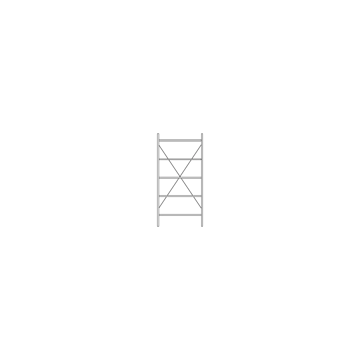 Dessin en noir et blanc d'une charpente en acier avec des entretoises horizontales et des contreventements diagonaux.