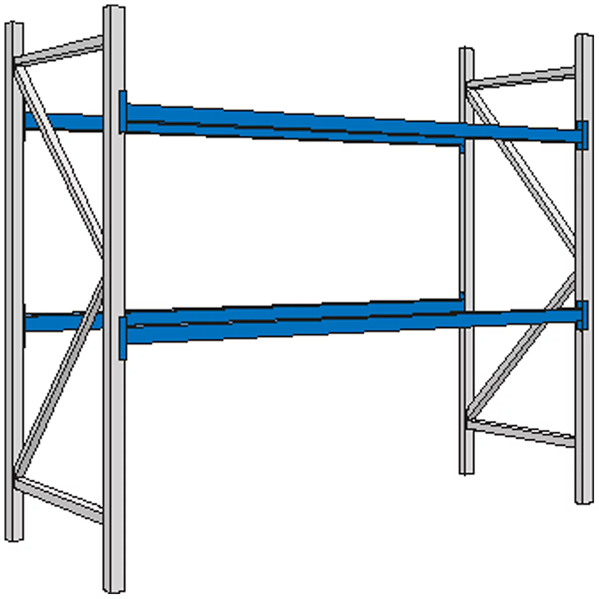 Rayonnage à palettes PR 600, module de base, H 3600 mm, max. 800 kg, 2 traverses