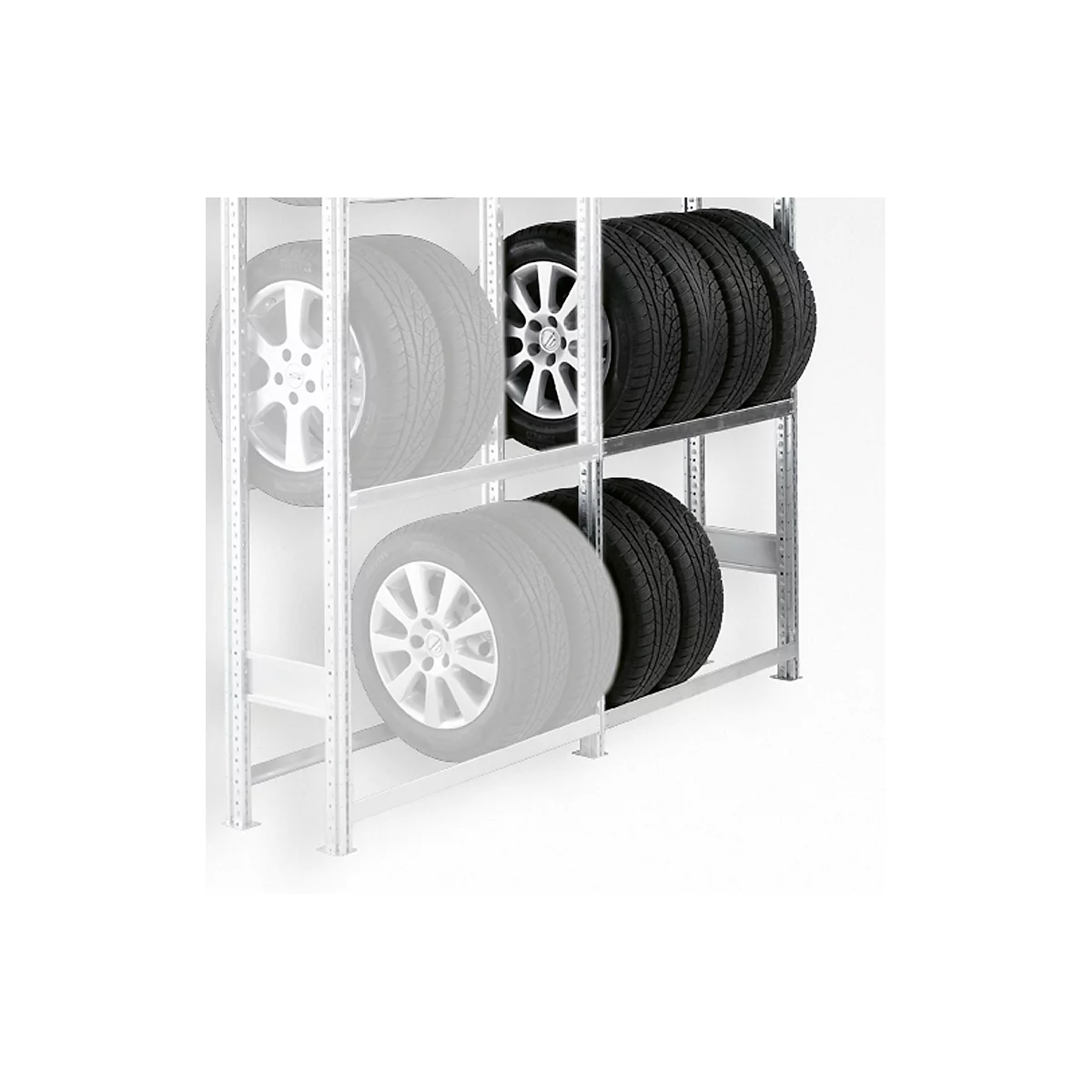 Rayonnage à pneus R 3000, module d'extension, H 2278 x l. 1283 mm, 2 paires de traverses