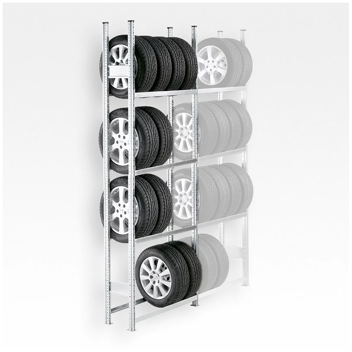 Rayonnage à pneus R 3000, module de base, H 2967 x l. 995 mm, 4 paires de traverses