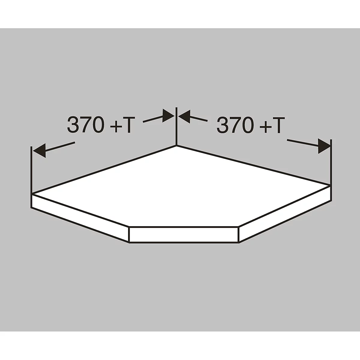 Rayonnage d'angle, pour rayonnage à emboîter Stora 100, l. 370/370 x P 400 mm