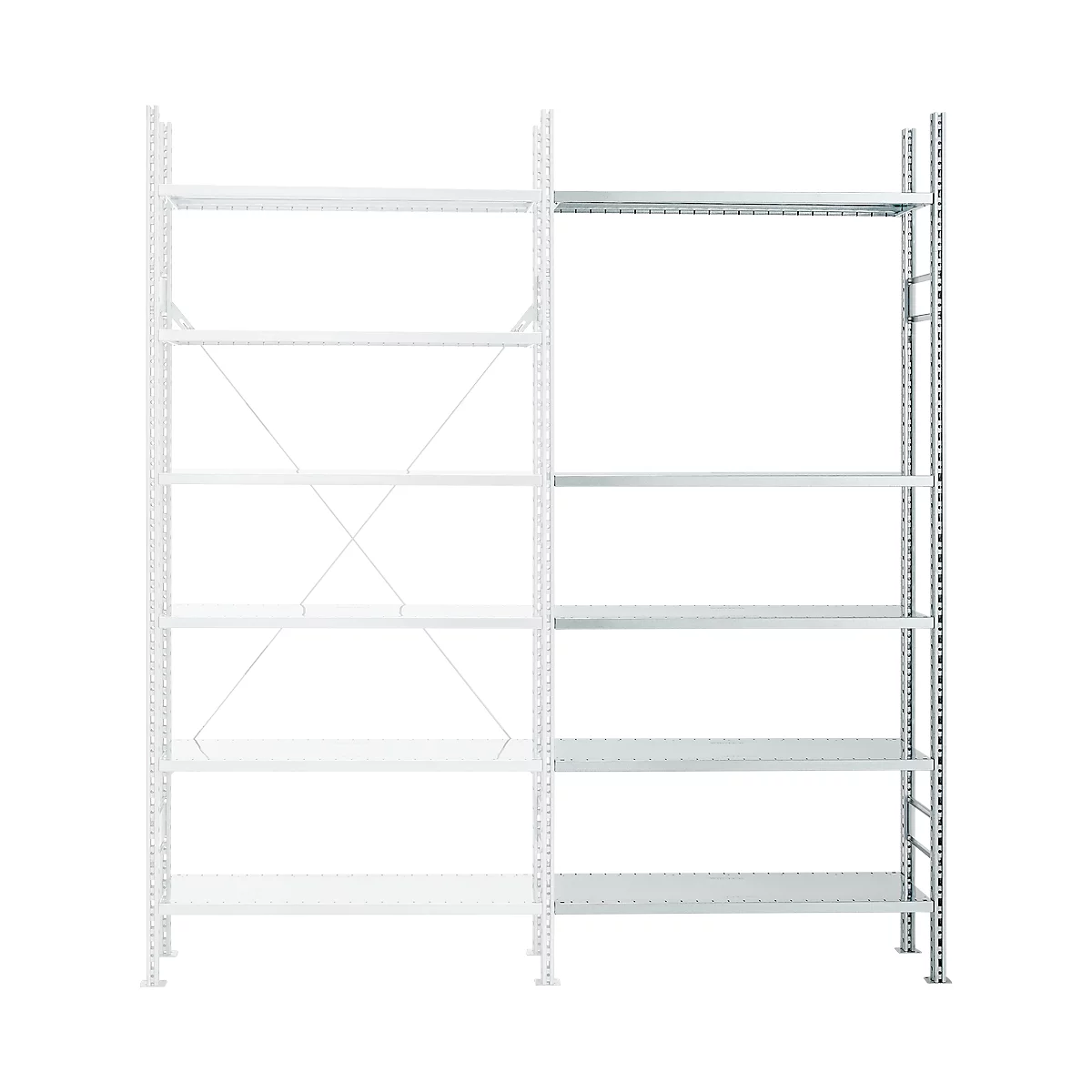 Rayonnage d’extension modulaire R 3000, 5 tablettes, galvanisé, P 400 mm