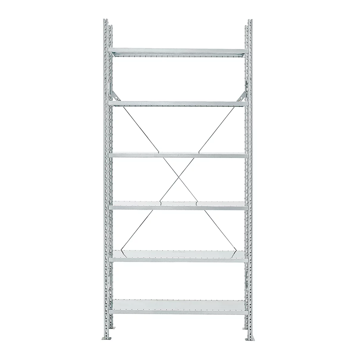 Rayonnage de base R 3000, 6 tablettes, l. 1055 mm x P 300 mm, étagères galvanisées
