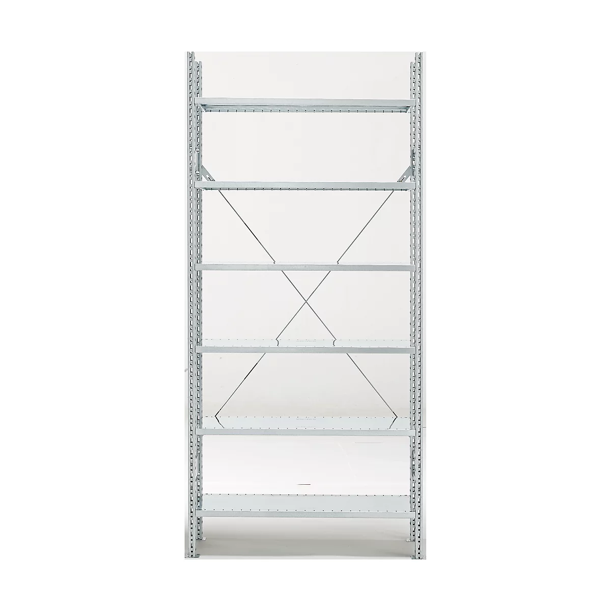 Rayonnage de base R 3000, 6 tablettes, l. 1345 mm x P 400 mm, étagères galvanisées