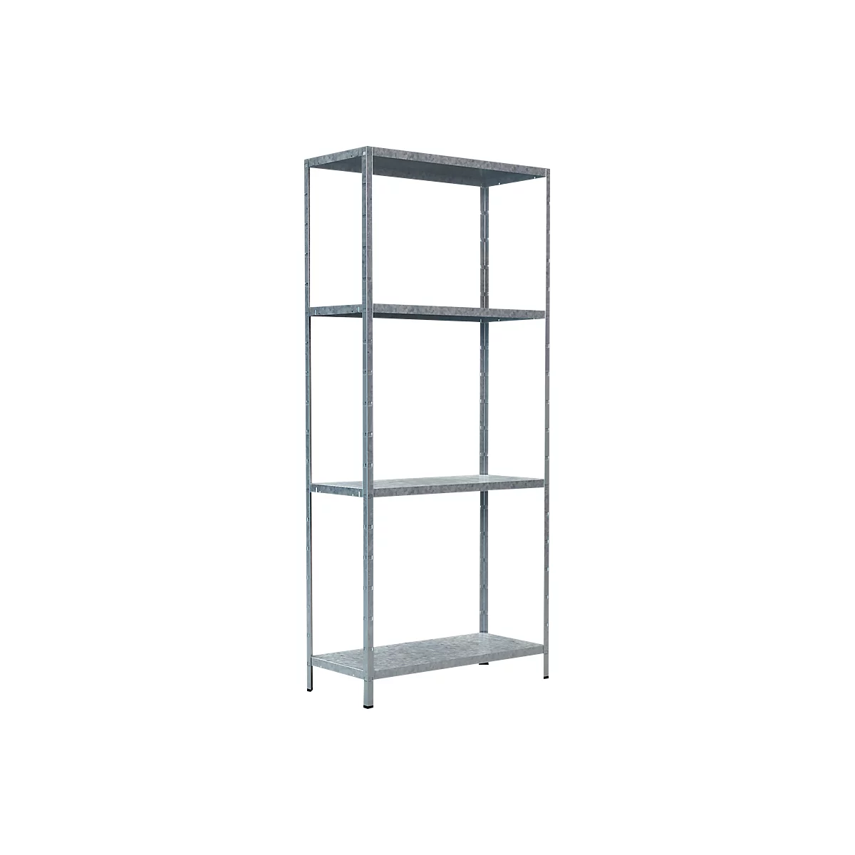 Rayonnage emboîtable modulaire, rayonnage de base, 4 tablettes réglables, L 800 x P 350 x H 1800 mm, acier galvanisé, argenté