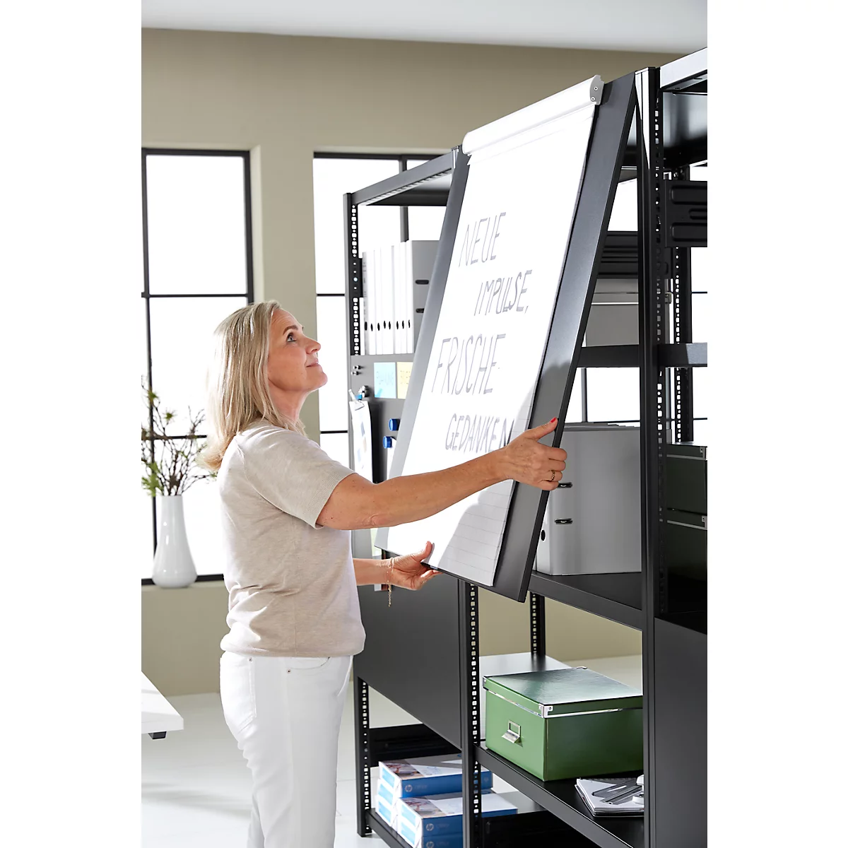 Rayonnage emboîtable ORDO Business - acier - 1 élément de base + 2 éléments d'extension – modulaire – charge admissible 1200 kg - l. 3080 x P 535 x H 2000 mm - avec 15 tablettes – noir profond RAL 9005