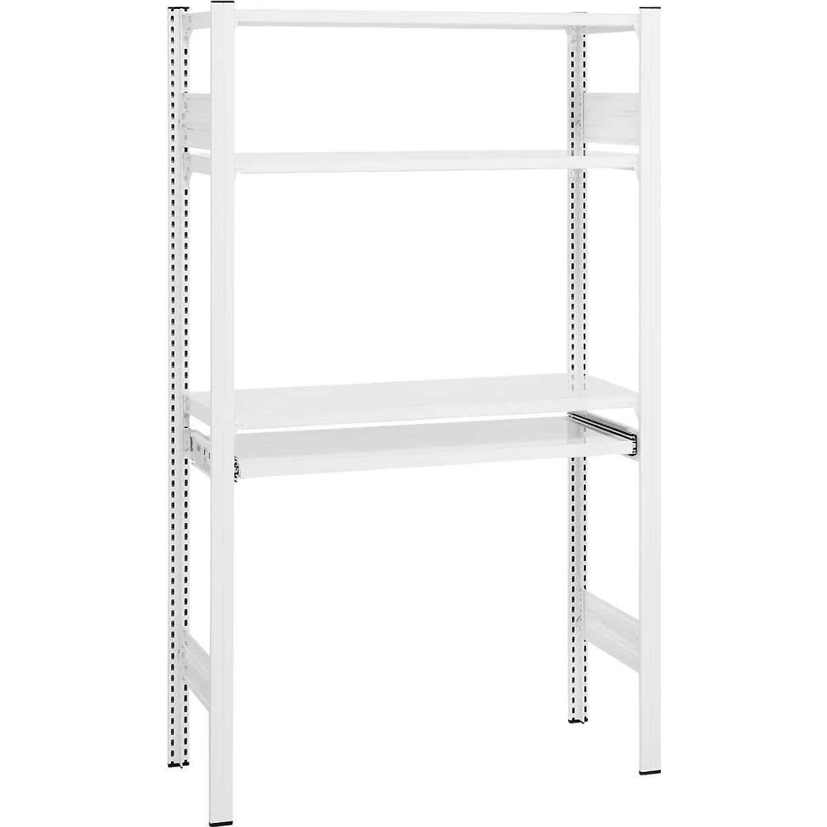 Rayonnage emboîtable ORDO Home, rayonnage de base, 3 tablettes, multifonctionnel, mobile, L 1060 x P 435 x H 1750 mm, blanc trafic RAL 9016