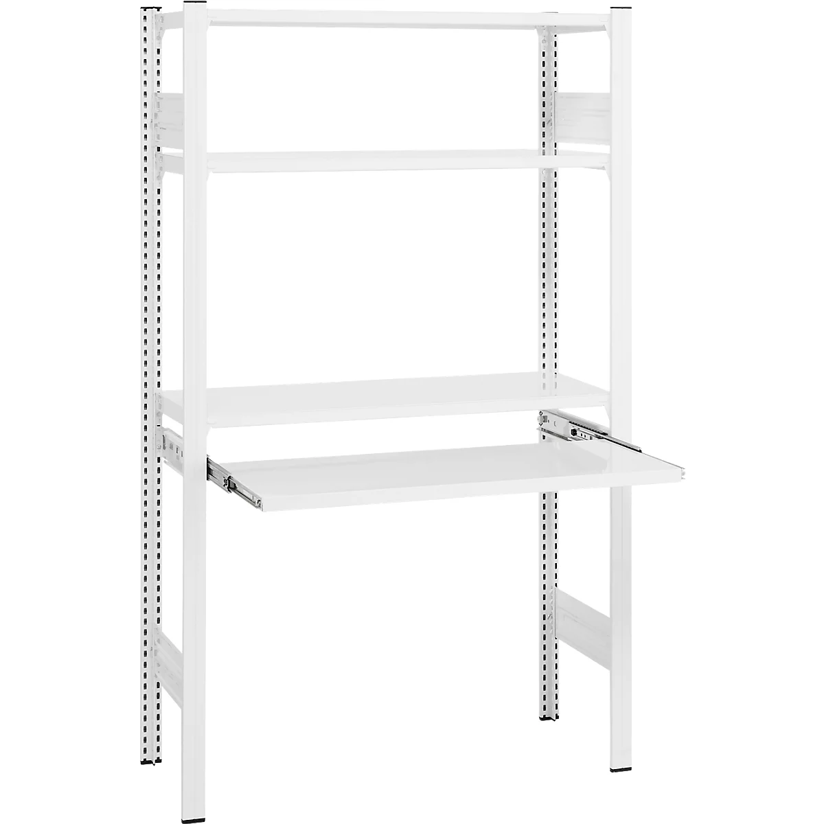 Rayonnage emboîtable ORDO Home, rayonnage de base, 3 tablettes, multifonctionnel, mobile, L 1060 x P 435 x H 1750 mm, blanc trafic RAL 9016