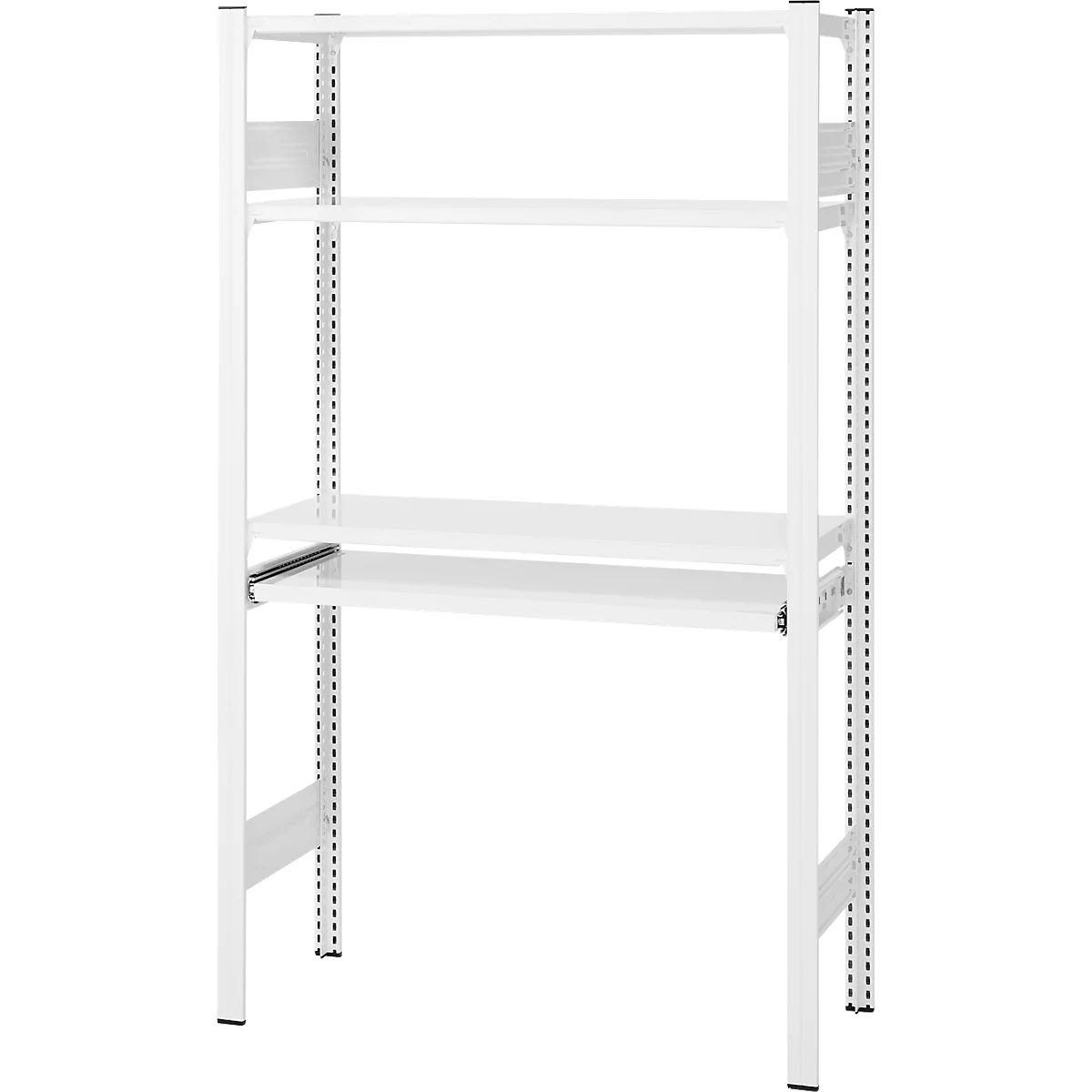 Rayonnage emboîtable ORDO Home, rayonnage de base, 3 tablettes, multifonctionnel, mobile, L 1060 x P 435 x H 1750 mm, blanc trafic RAL 9016
