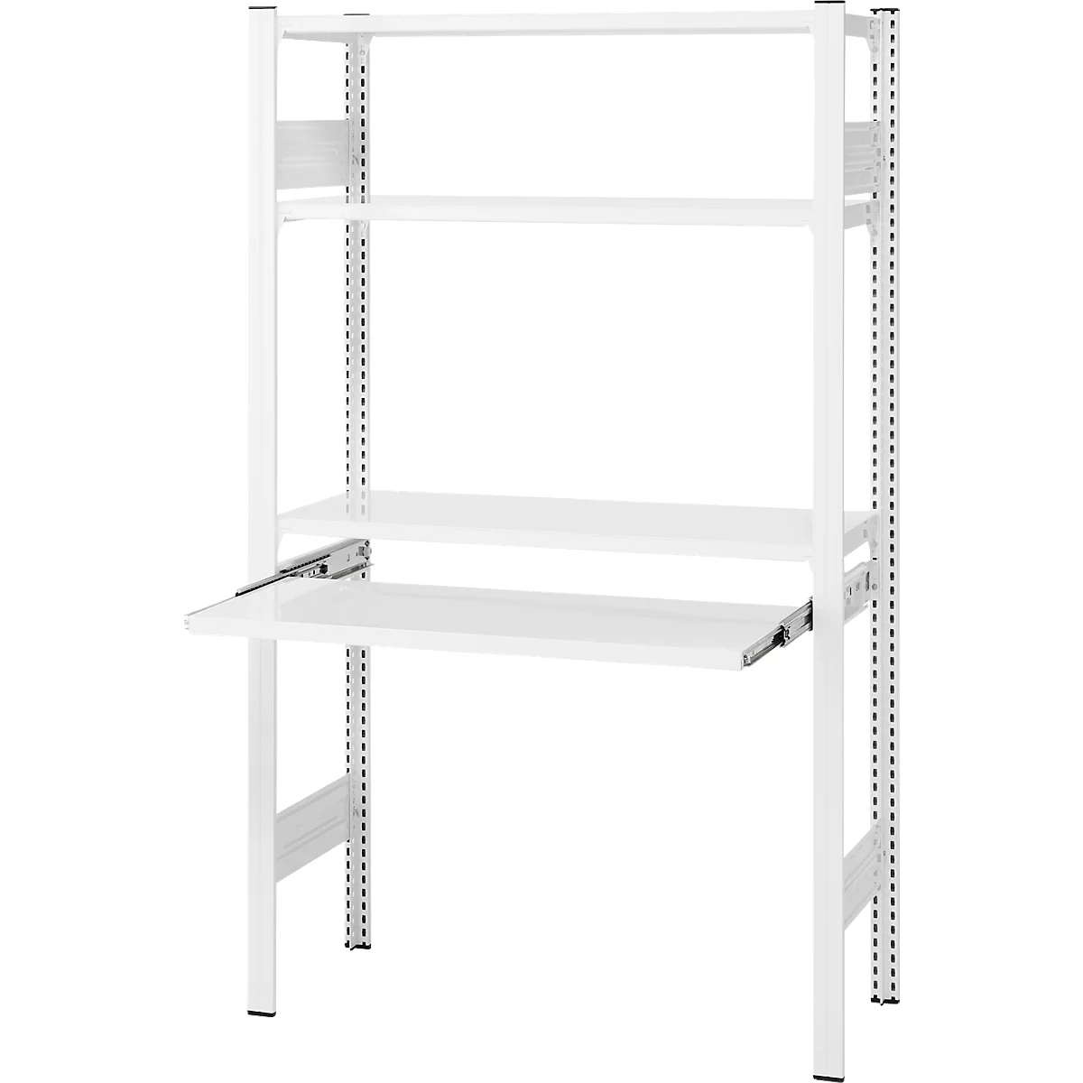 Rayonnage emboîtable ORDO Home, rayonnage de base, 3 tablettes, multifonctionnel, mobile, L 1060 x P 435 x H 1750 mm, blanc trafic RAL 9016