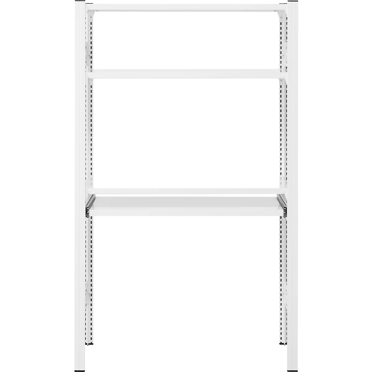 Rayonnage emboîtable ORDO Home, rayonnage de base, 3 tablettes, multifonctionnel, mobile, L 1060 x P 435 x H 1750 mm, blanc trafic RAL 9016