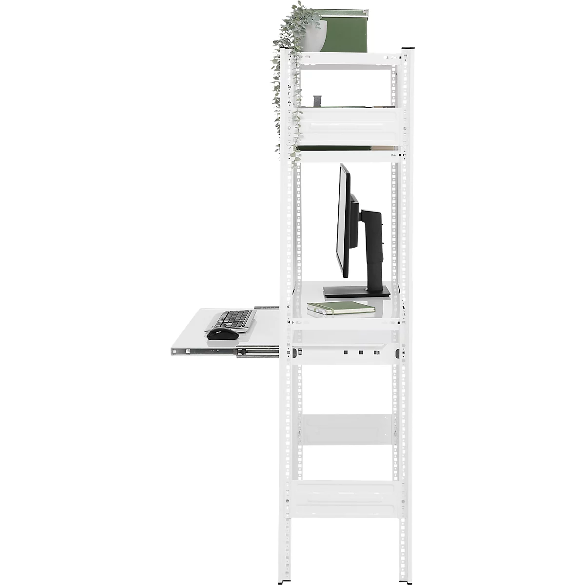 Rayonnage emboîtable ORDO Home, rayonnage de base, 3 tablettes, multifonctionnel, mobile, L 1060 x P 435 x H 1750 mm, blanc trafic RAL 9016