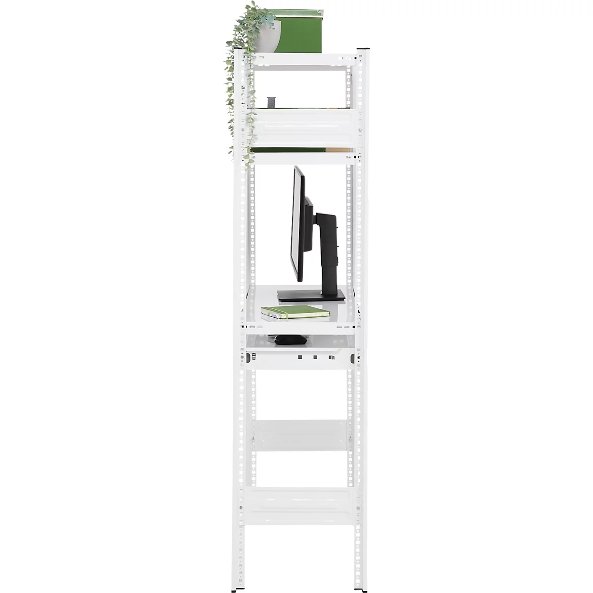 Rayonnage emboîtable ORDO Home, rayonnage de base, 3 tablettes, multifonctionnel, mobile, L 1060 x P 435 x H 1750 mm, blanc trafic RAL 9016