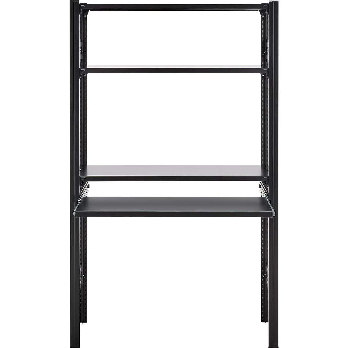 Rayonnage emboîtable ORDO Home, rayonnage de base, 3 tablettes, multifonctionnel, mobile, L 1060 x P 435 x H 1750 mm, noir profond mat RAL 9005