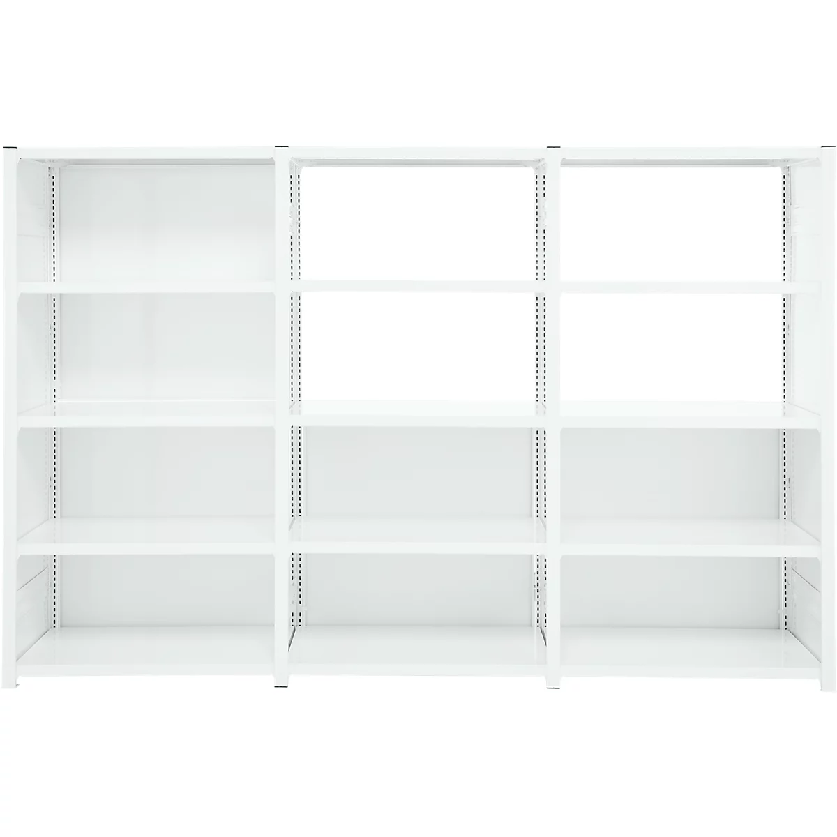 Rayonnage emboîtable ORDO Professional - acier - 1 élément de base + 2 éléments d'extension – modulaire – charge admissible 1200 kg - l. 2330 x P 435 x H 2000 mm - avec 15 tablettes – blanc signalisation RAL 9016