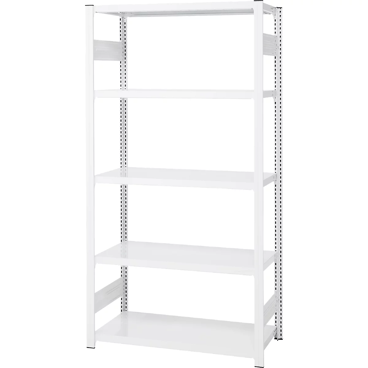 Rayonnage emboîtable ORDO Professional - acier - élément de base – modulaire – charge admissible 1200 kg - l. 1060 x P 535 x H 2000 mm - avec 5 tablettes – blanc trafic RAL 9016