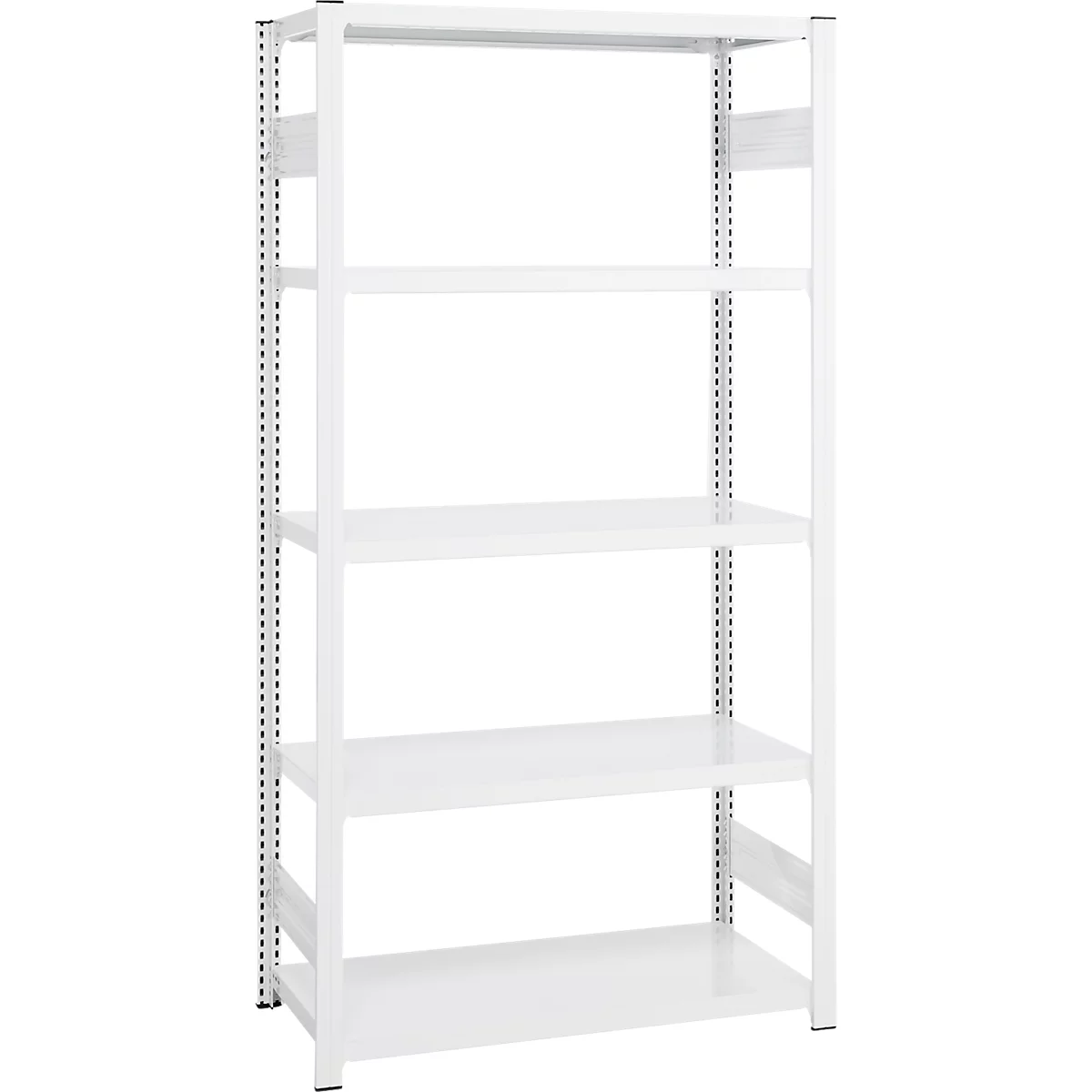 Rayonnage emboîtable ORDO Professional - acier - élément de base – modulaire – charge admissible 1200 kg - l. 1360 x P 535 x H 2000 mm - avec 5 tablettes – blanc trafic RAL 9016