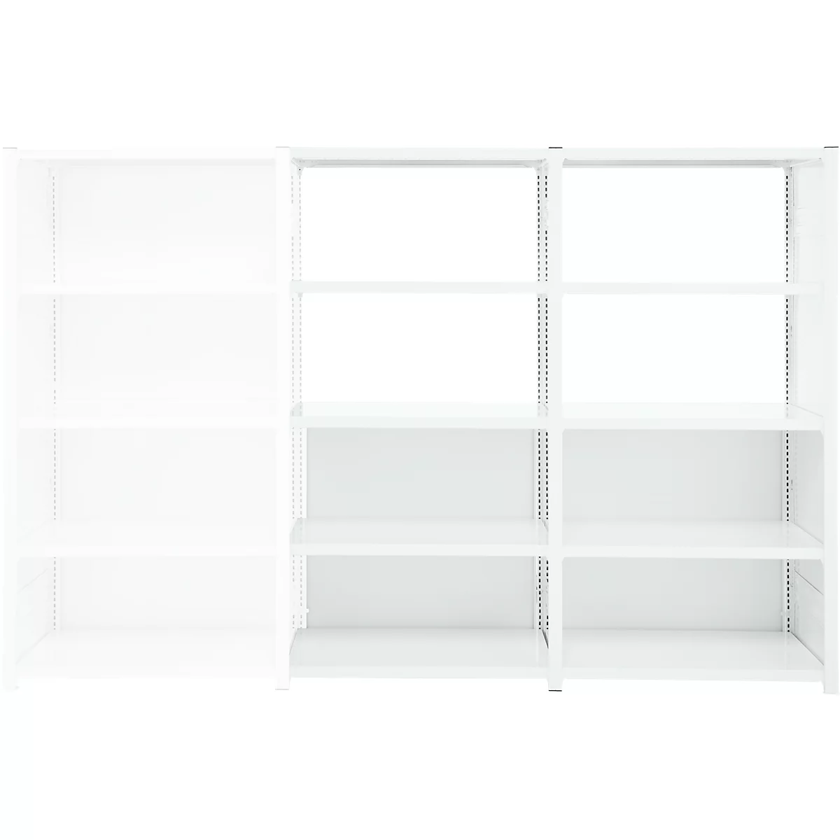 Rayonnage emboîtable ORDO Professional, rayonnage annexe, modulaire, 5 tablettes, charge admissible par tablette 140 kg, charge admissible par élément 1200 kg, L 1010 x P 435 x H 2000 mm, acier, blanc trafic RAL 9016