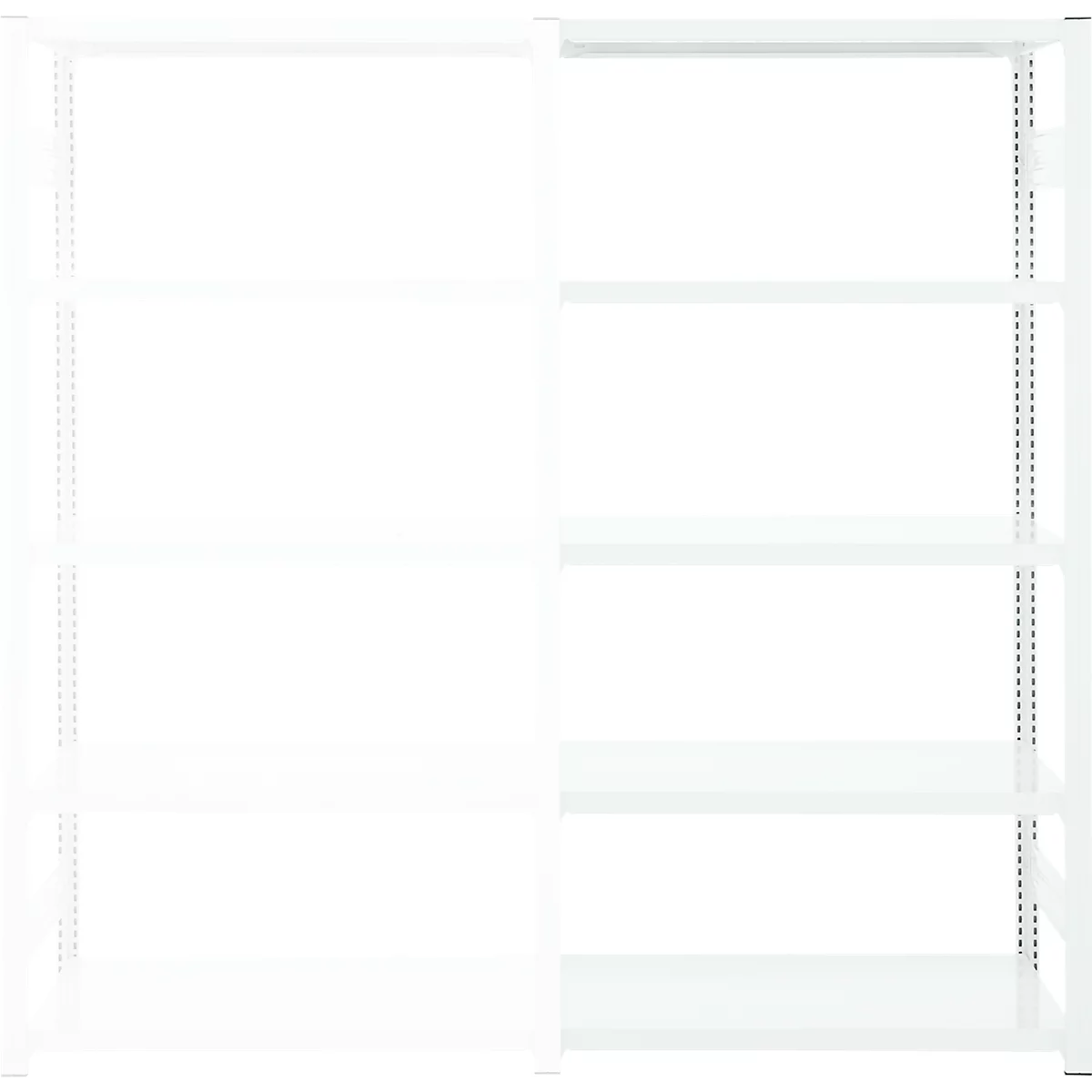 Rayonnage emboîtable ORDO Professional, rayonnage annexe, modulaire, 5 tablettes, charge admissible par tablette 140 kg, charge admissible par élément 1200 kg, L 1010 x P 435 x H 2000 mm, acier, blanc trafic RAL 9016
