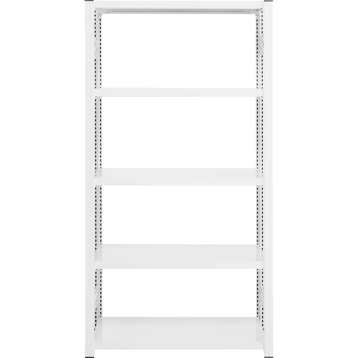 Rayonnage emboîtable ORDO Professional, rayonnage de base, modulaire, 5 tablettes, charge admissible par tablette 140 kg, charge admissible par élément 1200 kg, L 1060 x P 435 x H 2000 mm, acier, blanc trafic RAL 9016