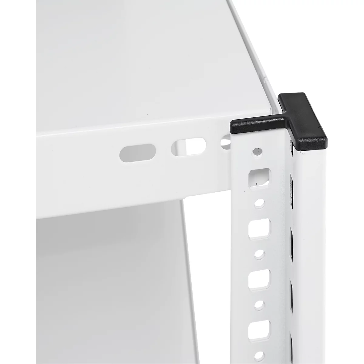 Rayonnage emboîtable ORDO Professional, rayonnage de base, modulaire, 5 tablettes, charge admissible par tablette 140 kg, charge admissible par élément 1200 kg, L 1060 x P 435 x H 2000 mm, acier, blanc trafic RAL 9016